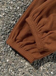 SHEIN 2pcs/Set Tween Boy Loose Casual Stand Collar Letter Graphic Fleece Hoodie & Pants Set