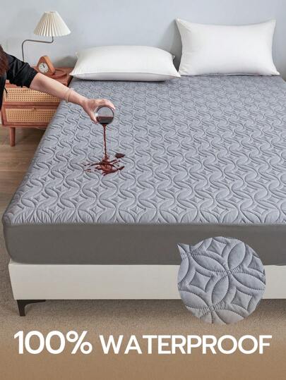 1 pieza Sábana ajustable impermeable, ropa de cama navideña, protector de colchón, sábanas ajustables para todas las estaciones, adecuado para tamaños queen, twin, full y king, serie de unicolor, sábana ajustable, funda de colchón de bolsillo profundo, antideslizante, hecho de tela suave y transpirable, lavable a máquina, diseño con estampado ultrasónico