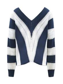 EMERY ROSE New Loose Sexy V-Neck Pullover Sweater For Women, Casual Style, Autumn/Winter Knit Pullover Fall Outfit