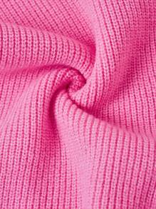 SHEIN Teen Girls Long Pink Off Shoulder Fuzzy Patchwork Sweater Dress For Teen Girls