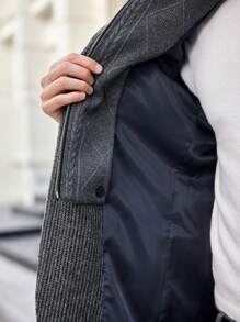 Manfinity VCAY 男士贴身拼接立领半拉链商务西装外套，适合秋冬季