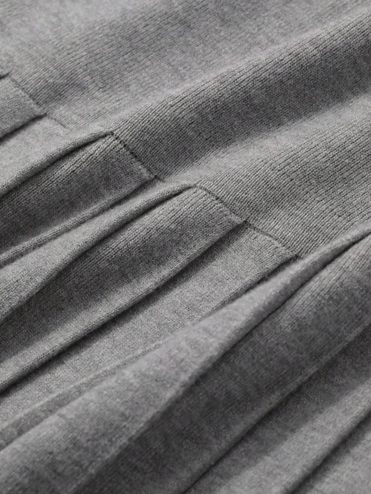 Solid Color Pleated Long Elegant Sweater Skirt For Women,Fall Clothes Winter Women Skirts