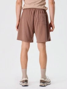Musero 男士图案抽绳慢跑短裤 - 卡其色 - 查看 4