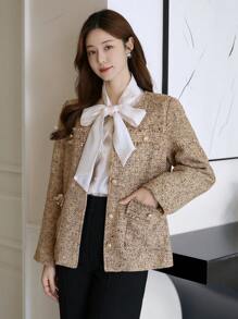 DAZY Chaqueta holgada regular de mujer con dobladillo deshilachado de unicolor, ropa de otoño