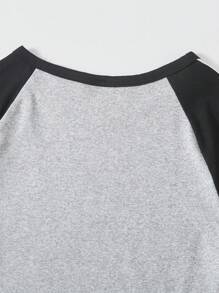 SHEIN Tween 女孩城市口号印花紧身针织休闲街头时尚长裙 - 彩色 - 查看 8