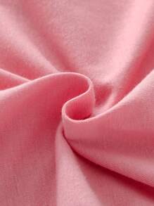 SHEIN Baby Mädchen süßes rosa Herz Muster Polokragen Langarm Rüschensaum Campuskleid, Herbst/Winter