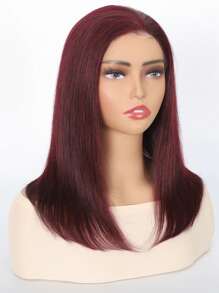 99J Pre-CUT Lace Front Wigs 13x4 Transparent Lace Frontal Straight Short Bob Wig Human Hair Bob Wigs For Women Human Hair Natural Hairline Wine Red Wig - S99J - View 2