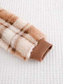 Cozy Pixies 2 Pieces Set: Baby Boys Plaid Fleece Crew Neck Sweatshirt And Pants, Warm Casual Outfit For Winter, Christmas, New Year, Indoor & Outdoor Wear , Fall Clothes