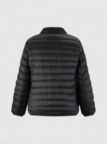 SHEIN EZwear 2pcs Set:  Windbreaker + Warm Down Jacket, Plus Size Down Jacket - Black - View 10