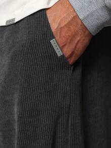 SUMWON Wide Leg Corduroy Sweatpants Drawstring Waist Loose Fit Casual Athletic Loungewear Pants Fall Winter Comfort Sports Bottom - Dark Grey - View 5