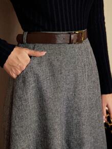 Vintamour Saia Vintage Elegante de Cintura Alta com Bolsos para Mulheres, Saia Flare Solta, Roupas Casuais/de Trabalho de Inverno para Mulheres, Roupas de Inverno para Mulheres no Dia de Ação de Graças, Roupas de Natal para Mulheres, Saia de Natal para Mulheres, Saia de Festa de Natal, Saia de Natal, Roupas de Natal, Saia de Réveillon, Saia de Ação de Graças, Saia de Férias, Saia de Inverno