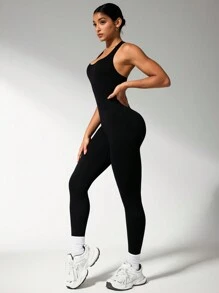 Easithlete 女士时尚弹力无缝镂空运动紧身裤