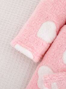 Cozy Pixies 女婴心形图案羊毛加厚连帽长袖系带浴袍 - 粉色 - 查看 7