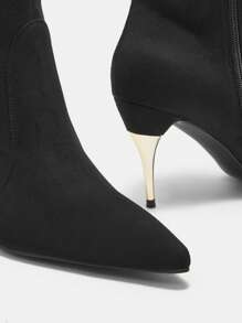 CUCCOO BIZCHIC Women's Black Pointed Toe Fashion High Heel Ankle Boots Valentines - Black - View 7