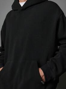 SUMWON Regular Fit Overhead Essential Hoodie & Loose Fit Baggy Sweatpants 2 Piece Set - Black - View 5