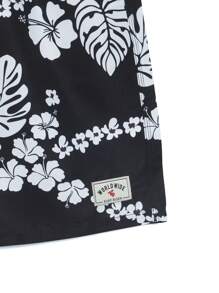 Manfinity KASUA Plus Size Men's Floral Print Drawstring Waist Loose Beach Shorts - Multicolor - View 4