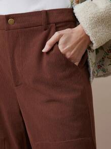 WESTFADE Spring High Rise Ankle Length Corduroy Utility Panel Straight Leg Pants - Nashville Outfits