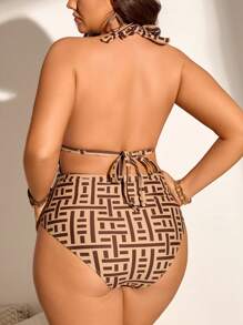 Swim Lushoire 夏季大码 V 领连体泳衣