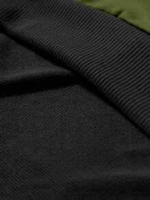 Manfinity Homme Men's Solid Color Patchwork Long Sleeve Letter Print Casual Sweatshirt - Multicolor - View 6