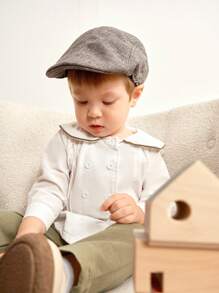 Souflis Souflis Completo casual per bambini maschi con camicia a maniche lunghe con collo alla Peter Pan e pantaloni verdi