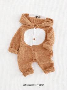 Cozy Pixies Áo len dệt kim hình gấu hoạt hình tương phản cho bé trai sơ sinh kèm quần dài - màu nâu - Xem 3