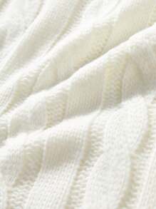 Manfinity Homme Men's Casual Daily Cable Knit V-Neck Sweater Vest, Autumn/Winter - White - View 5