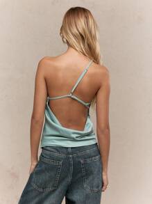 MISSGUIDED 优雅单肩垂褶上衣，丝滑晚宴派对衬衫，完美适用于圣帕特里克节庆祝活动、爱尔兰主题活动，设计精致，现代百搭，圣诞节必备。