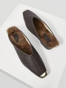 MOTF PREMIUM FAUX FUR SLIP-ON PUMPS FOR WOMEN, VALENTINES - Coffee Brown - View 9