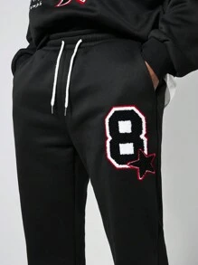 ROMWE MEN Street Life Men 2pcs Hooded Sweatshirt And Drawstring Pants Set - Multicolor - View 6