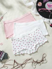 SHEIN 3件草莓圖案平角褲 - 彩色 - 查看 5