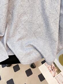 SHEIN Teen Boys' Casual Loose Fit Comfortable All-Match Style Woven Label Decoration Long Sleeve Crew Neck Top