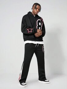 ROMWE MEN Street Life Men 2pcs Hooded Sweatshirt And Drawstring Pants Set - Multicolor - View 3