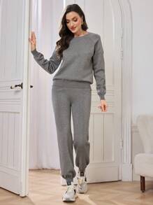 Mulvari Set de 2 piezas con parte superior informal + pantalones para mujer