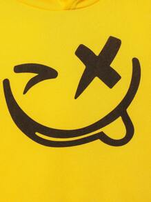 2 件套儿童休闲宽松舒适趣味图案连帽运动衫和裤子套装，加厚羊毛，适合秋冬季、日常穿着、郊游、上学、派对、圣诞节、新年 - 黃色 - 查看 7