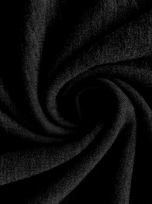 Calvaya 大码 2 件套休闲纯色开叉长袖上衣和裤子，秋季 - 黑色 - 查看 6