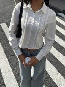 SHEIN EZwear Women Casual Style Shirt, Simple And Fashionable For Daily Wear - White - View 1