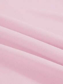 SHEIN Unity 女士圆领短袖T恤，印有圣诞老人和姜饼人图案，并饰有蝴蝶结，圣诞图案T恤女式上衣 - 粉色 - 查看 3