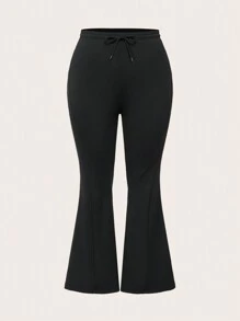 Flirla Plus Size Solid Color Casual Minimalist Skinny Flare Pants Fall Cloth For Women - Multicolor - View 7