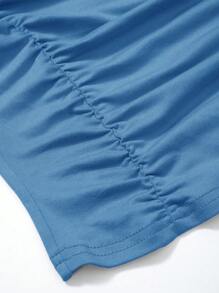 SHEIN Unity 素色褶邊T恤 - 藍色 - 查看 6