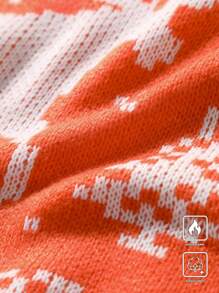 Manfinity EZcore Men's Casual Christmas Reindeer & Geometric Pattern Sweater, Autumn/Winter - Orange - View 5