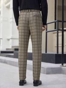 Manfinity VCAY Men's Woven Plaid Mid-Waist Straight Casual Pants, Going Out Fashion Slacks Pants, Suitable For Everyday Wear, Husband, Boyfriend Gifts - Multicolor - View 2