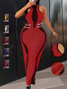 Maweii Plus Size Minimalist Casual Sweater Dress For Everyday Wear - Multicolor - View 1