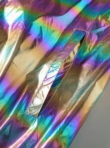 Manfinity EMRG Men's Fashionable Street Style Hologram Zip-Up Hooded Jacket - Multicolor - View 5