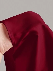 COSMINA Women's Satin Color Block Bow Decor Bandeau Mini Party Gala Cocktail Satin Dress - Burgundy - View 10