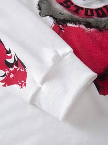 PAVTROS Men's Autumn And Winter Young Street Threaded Round Neck Sweatshirt, Flame Head Pattern, Street Wear, Autumn And Winter Tops