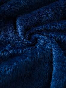 年轻女孩保暖内衬防风连帽夹克，春秋季时尚厚垫外套 - 藏蓝色 - 查看 4