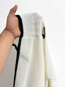 Flirla Cardigan de Malha com Mangas Longas e Bordado de Borboleta, Estilo de Design, Casaco de Inverno/Outono com Laços para Mulheres, Cardigan Feminino com Laços - Branco - Visão 6