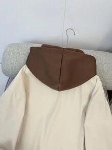 SHEIN Chaqueta ligera y cómoda de estilo universitario casual para adolescentes varones, práctica y versátil, con diseño a color por bloques con estampado de letras lindo, apropiada para uso diario, escuela, salidas y deportes en otoño e invierno