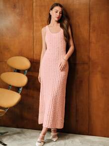 MOTF PREMIUM VESTIDO DE PUNTO CABLE CON FALSAS PERLAS - Rosa - Ver 8