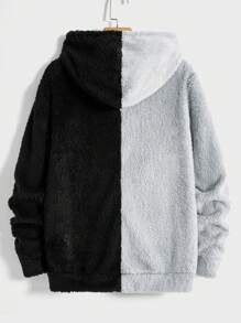 Manfinity VCAY Men's Casual Contrast Stitched Letter Embroidered Drawstring Hoodie, Winter - Blue - View 2